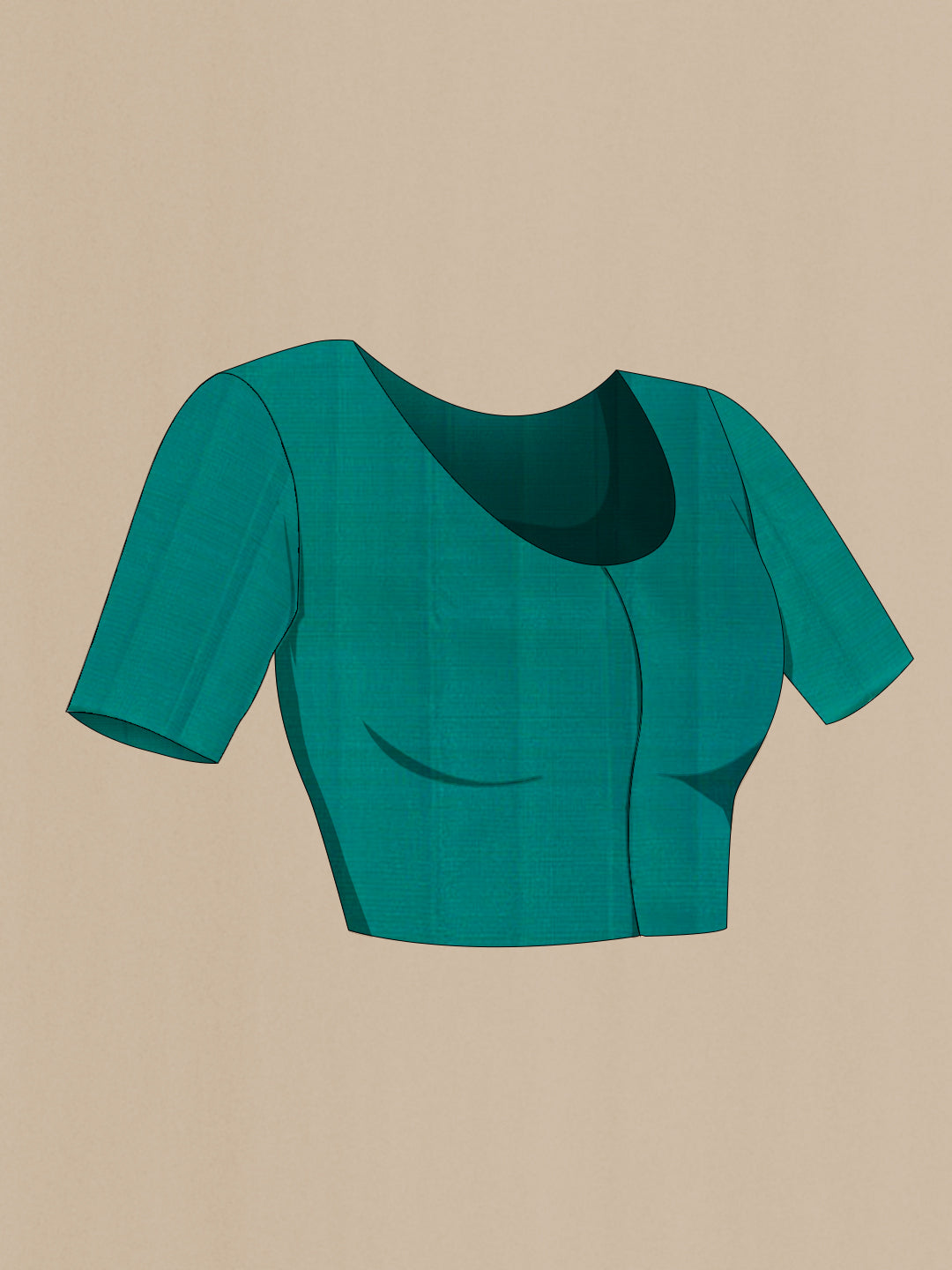 Close up image of the blouse of Sea Green Kanjivaram Silk Saree with Zari Butta on the body and Zari Border. 