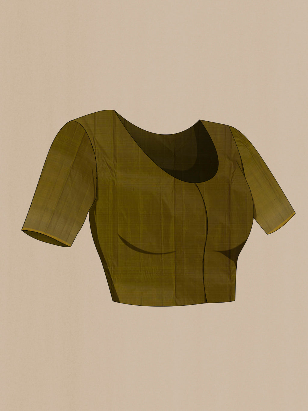 Close up image of the blouse of Bottle Green Kanchipuram Silk Saree with Zari Butta on the body and Zari Border. 
