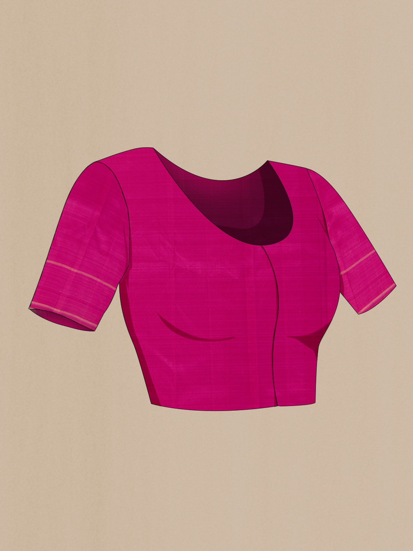 Close up image of the blouse of Pink Kanjivaram Silk Saree with Zari Butta on the body and Zari Border. 