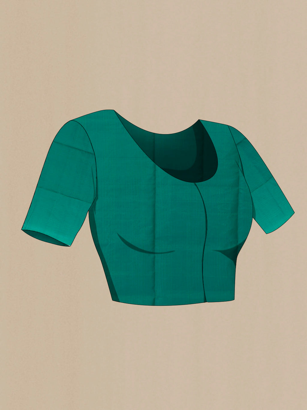 Close up image of the blouse of Green Soft Silk Saree with Zari Butta on the body and Zari Border. 