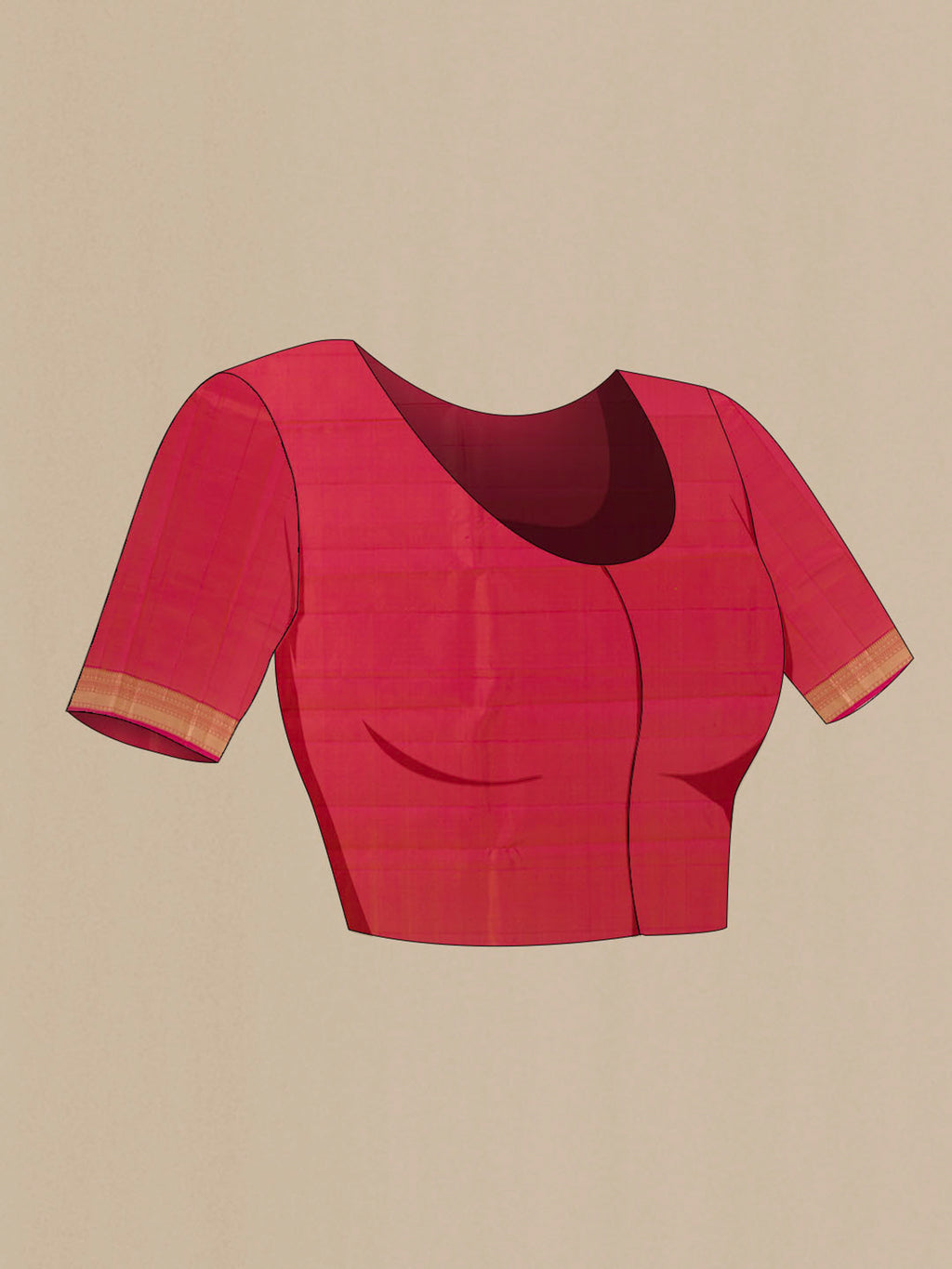Close up image of the blouse of Yellow Kanjivaram Silk Saree with Zari Butta on the body and Zari Border. 