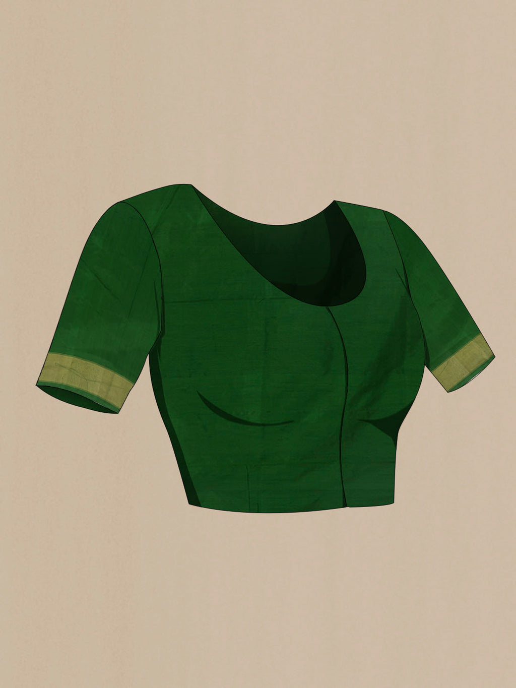 Close up image of the blouse of Green Pochampally Silk Saree with Pure Ikat on the body and Zari Border. 