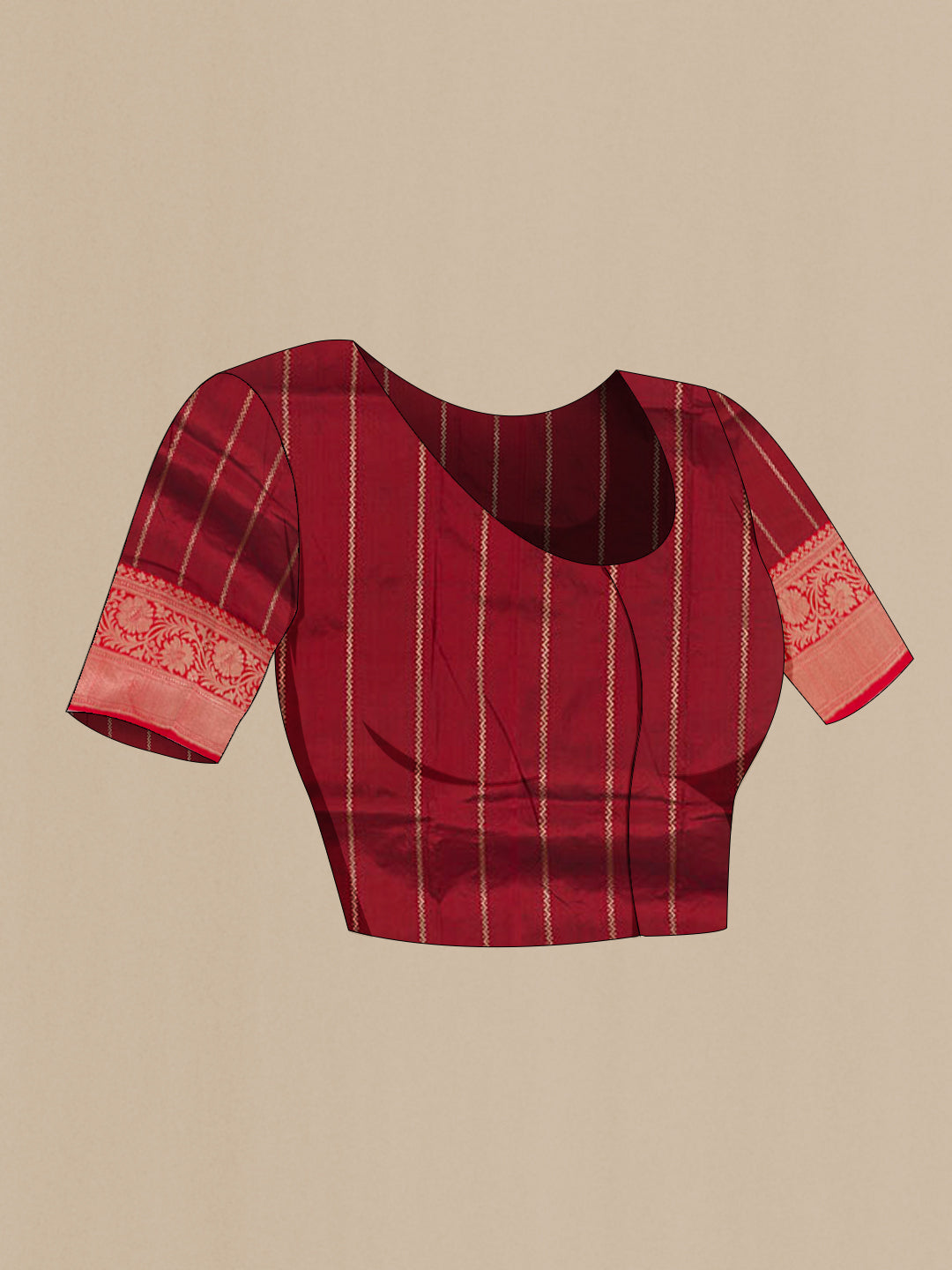Close up image of the blouse of Bottle Green Banarasi Katan Silk Saree with Zari Butta on the body and Zari Border. 