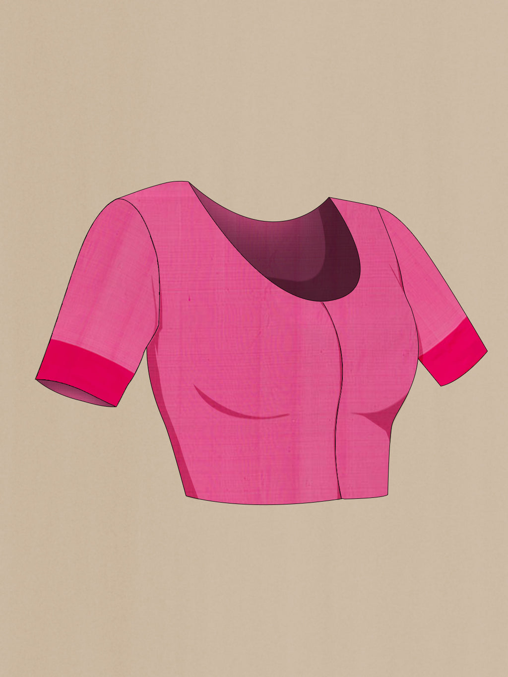 Close up image of the blouse of Pink Paithani Silk Saree with Zari Butta on the body and Paithani Border. 