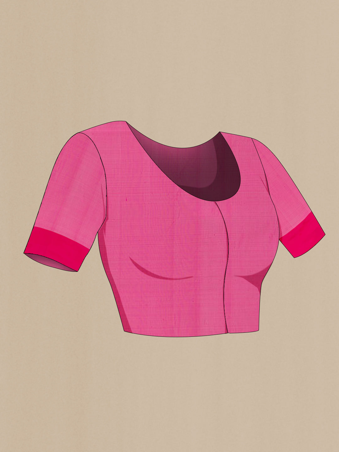 Close up image of the blouse of Pink Paithani Silk Saree with Zari Butta on the body and Paithani Border. 