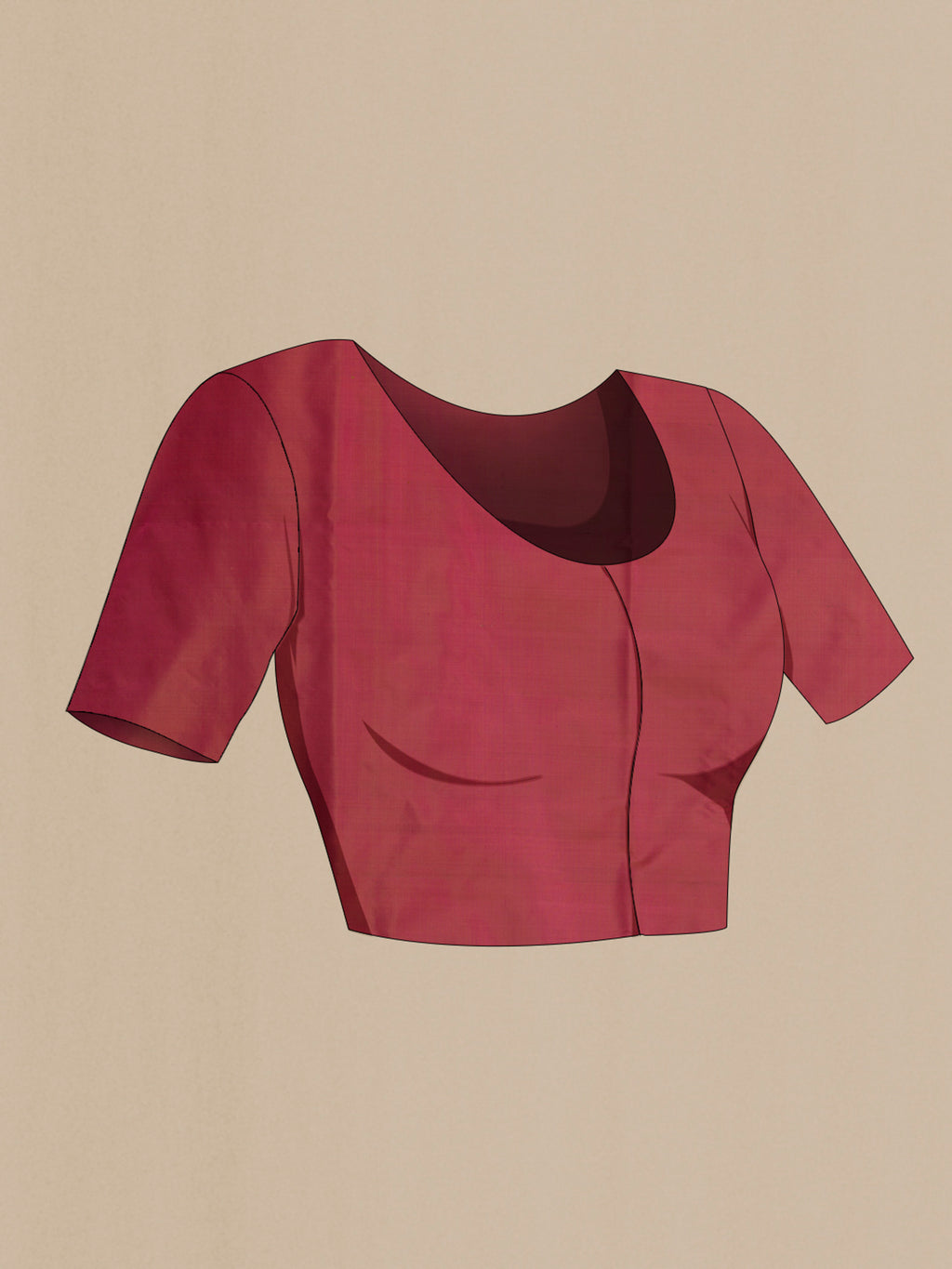 Close up image of the blouse of Peach Banarasi Tanchoi Silk Saree with Jacquard design on the body and Thread Border. 