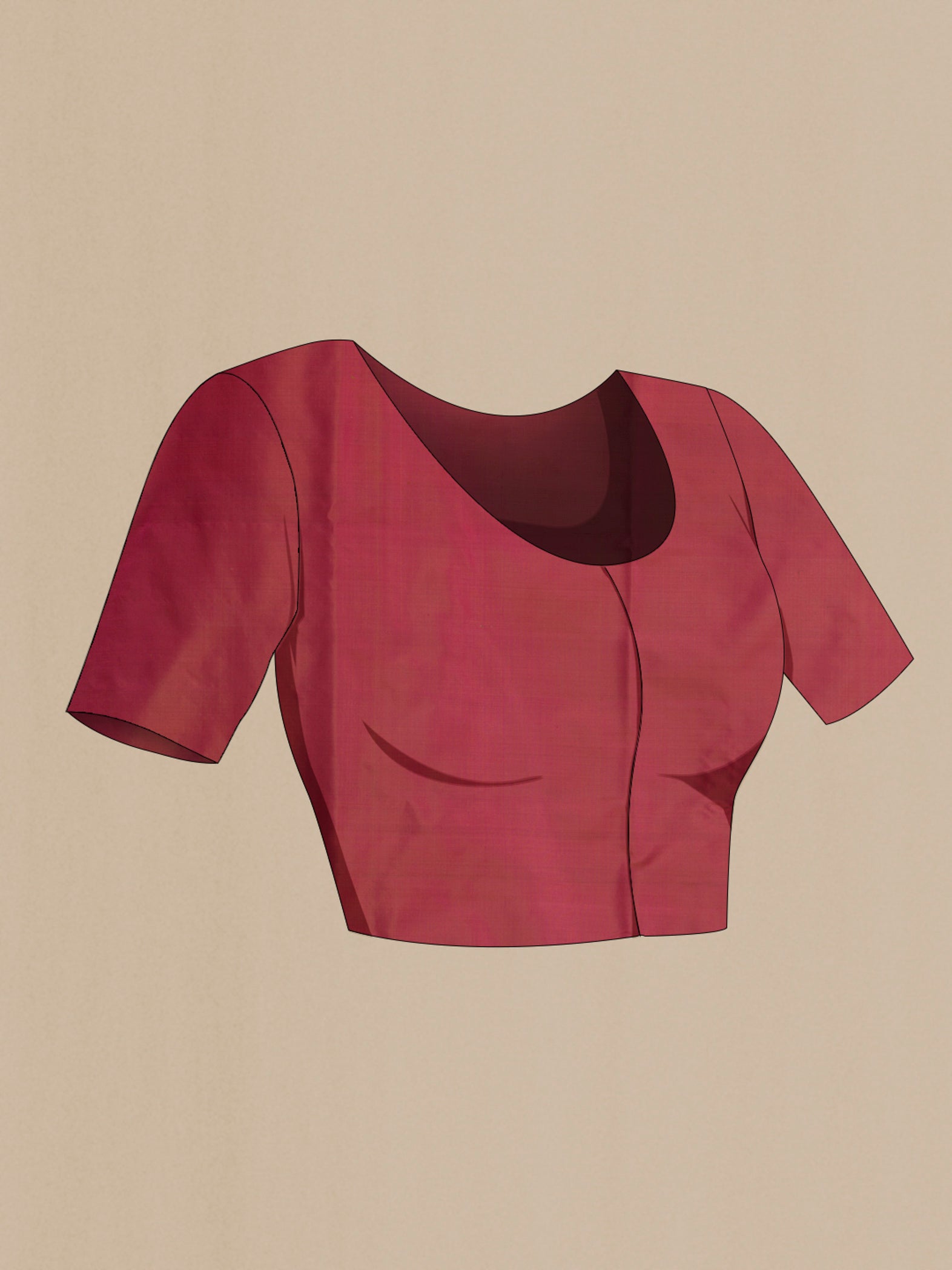 Close up image of the blouse of Peach Banarasi Tanchoi Silk Saree with Jacquard design on the body and Thread Border. 