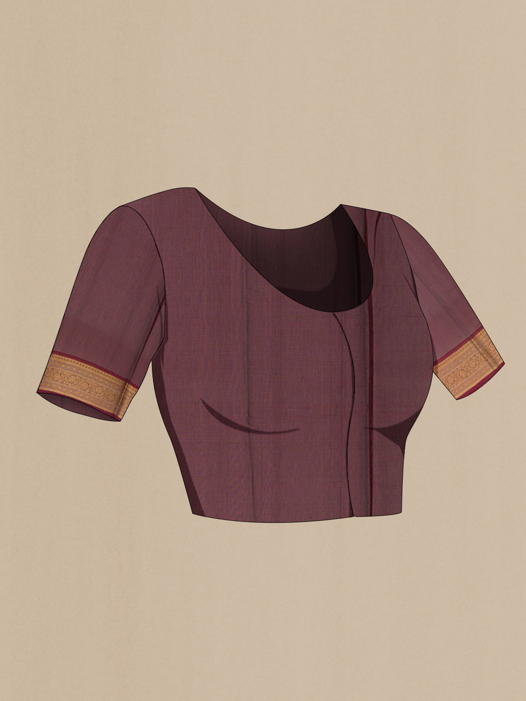 Close up image of the blouse of Green Blended Kora Cotton Saree with Zari Butta on the body and Zari Border. 