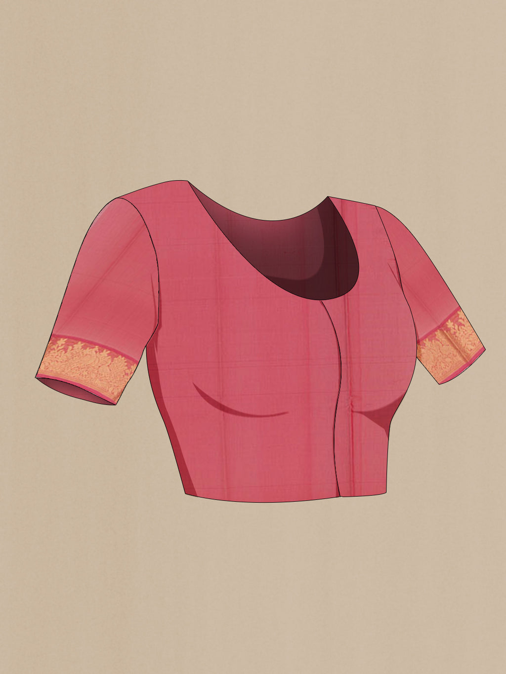 Close up image of the blouse of Parrot Green Silk Cotton Saree with Zari Butta on the body and Zari Border. 