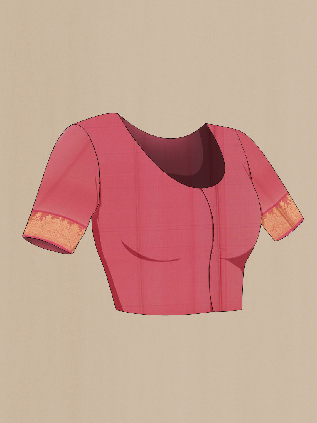 Close up image of the blouse of Parrot Green Silk Cotton Saree with Zari Butta on the body and Zari Border. 