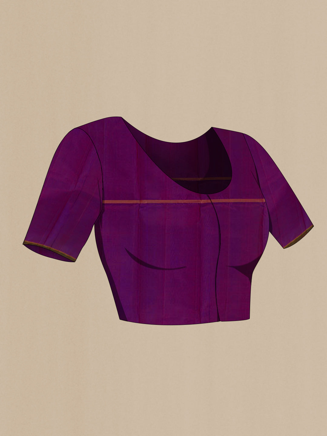 Close up image of the blouse of Multi Color Kanchipuram Silk Saree with Half And Half on the body and Without Border. 