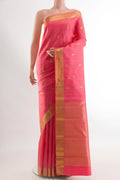 Pink Kanjivaram Silk Saree with Jacquard With Zari Butta on the body and Zari Border.  displayed on a mannequin