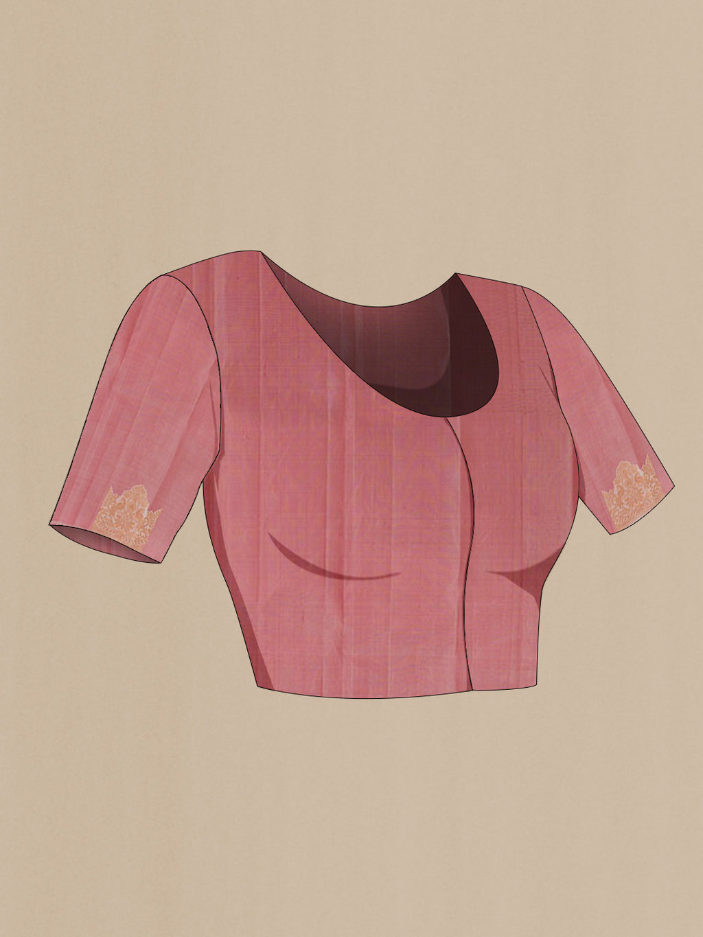 Close up image of the blouse of Off White Kanchipuram Silk Saree with Zari Butta on the body and Fancy Border. 