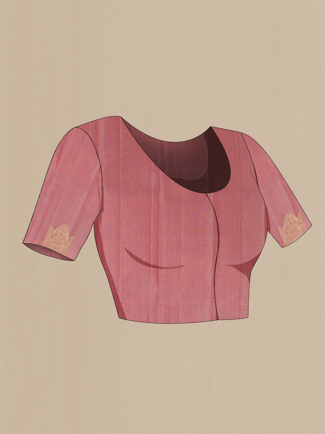 Close up image of the blouse of Off White Kanchipuram Silk Saree with Zari Butta on the body and Fancy Border. 