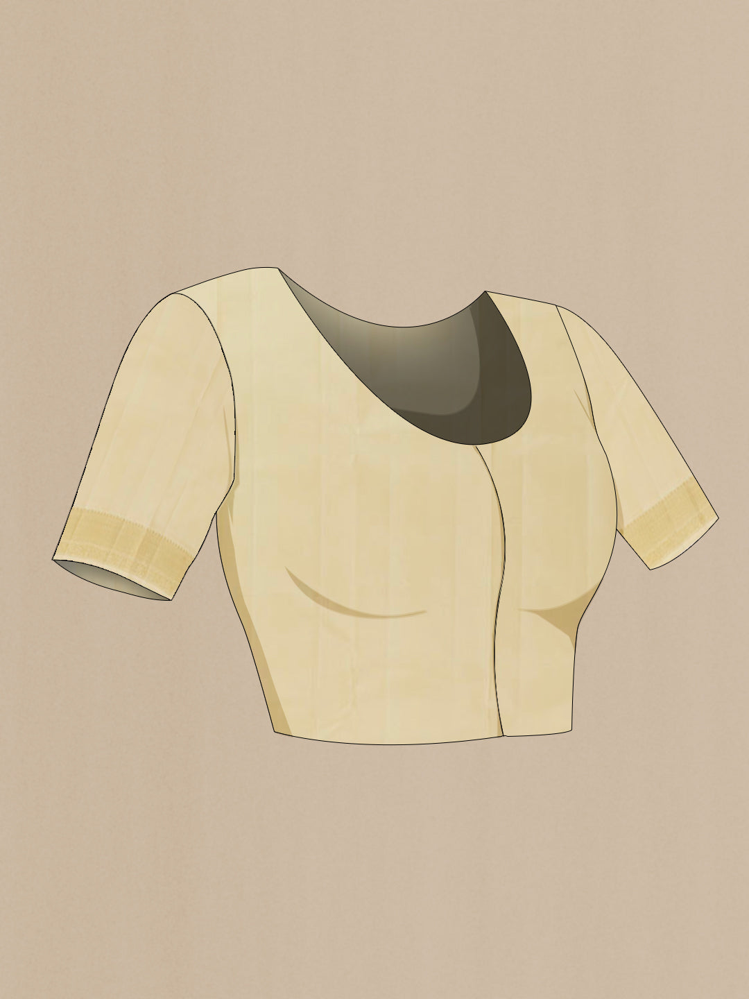 Close up image of the blouse of Yellow Kanchipuram Silk Saree with Jacquard With Zari Butta on the body and Zari Border. 