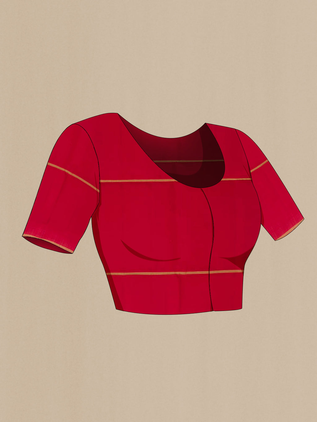Close up image of the blouse of Multi Color Soft Silk Saree with Checked design on the body and Zari Border. 