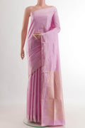 Lavender Soft Silk Saree with Zari Butta on the body and Thread Border.  displayed on a mannequin
