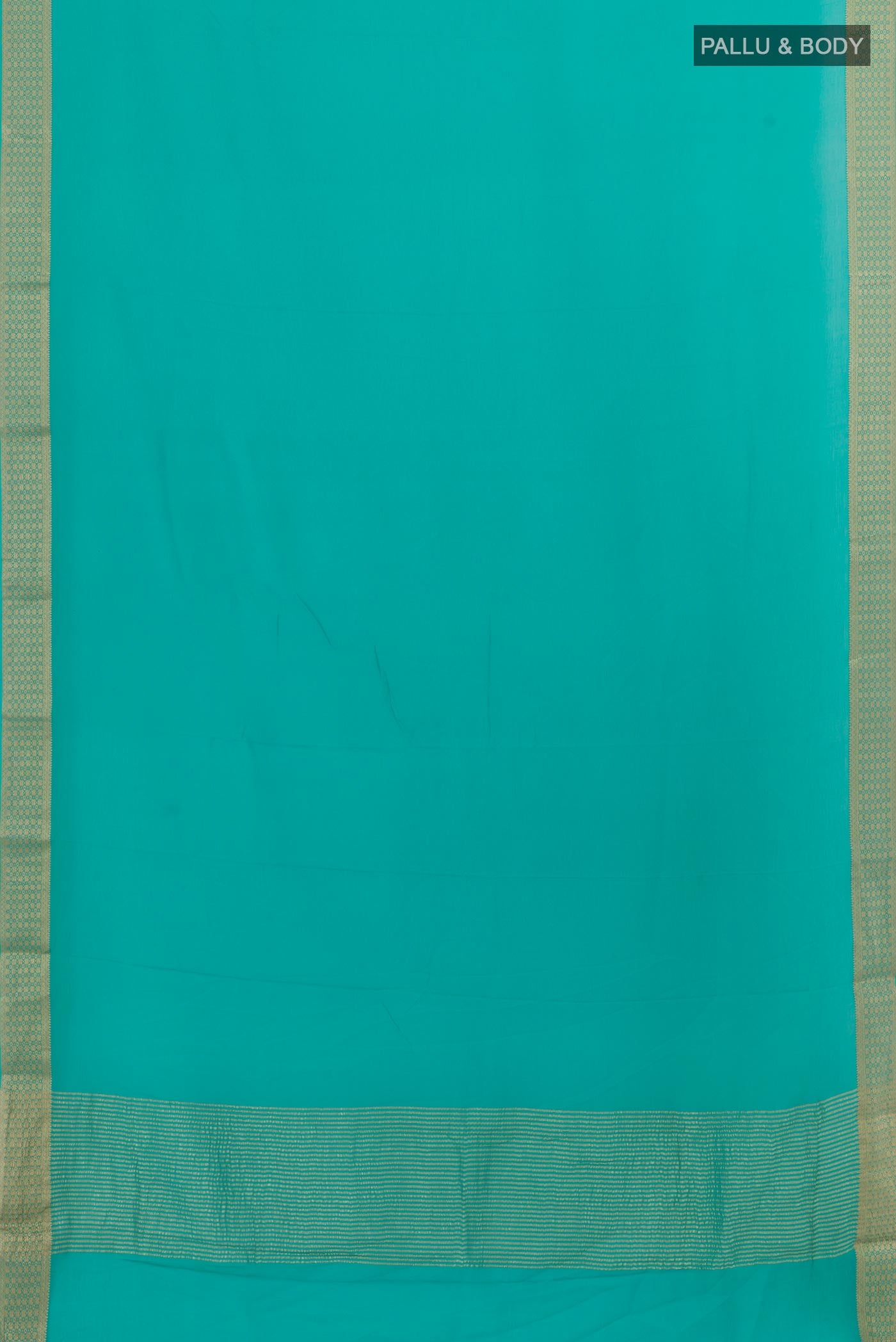 Flat view of Blue Mysore Chiffon Saree with Plain Body and Zari Border. 