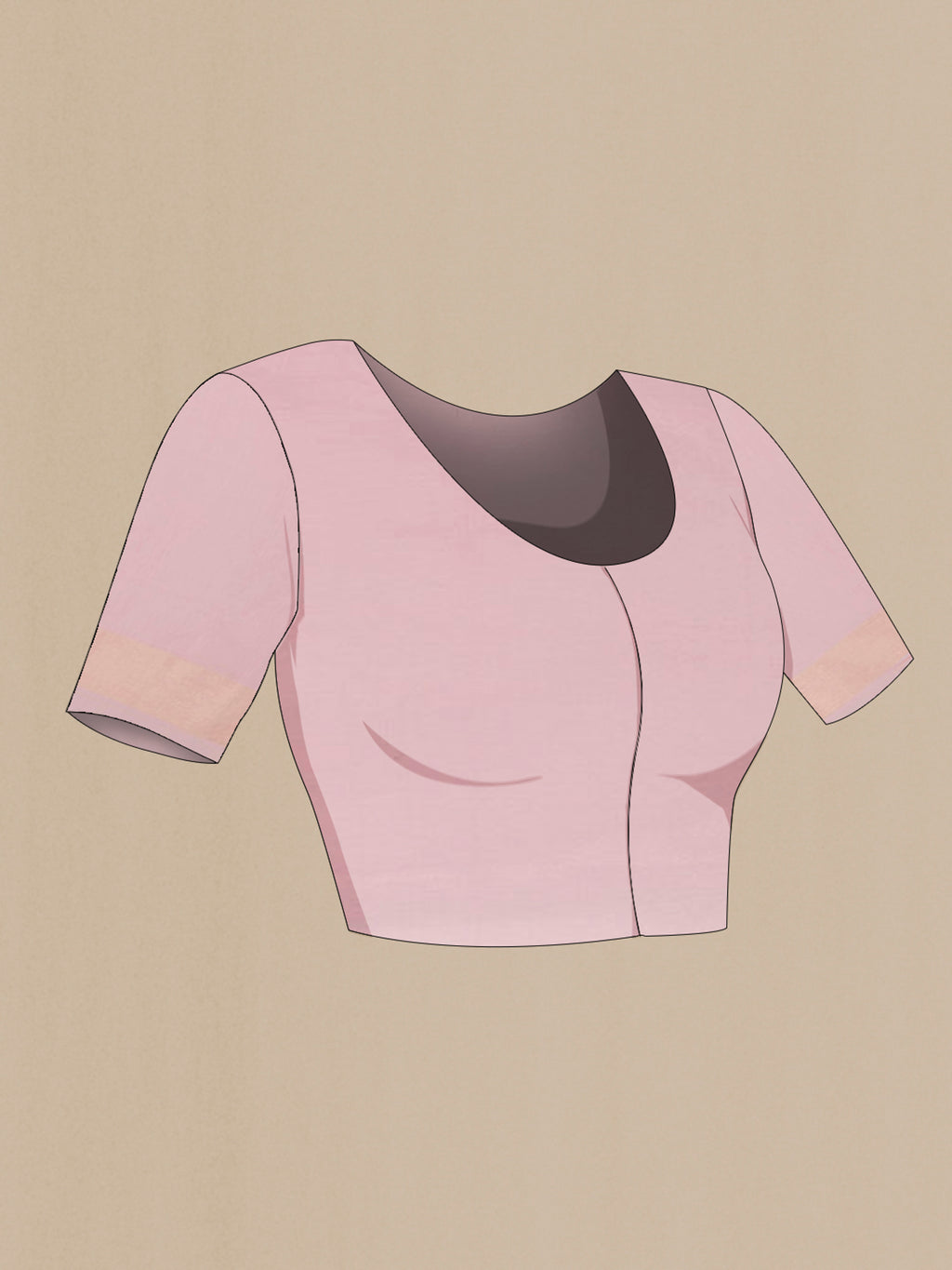 Close up image of the blouse of Rose pink Banarasi Kora Silk Saree with Jacquard design on the body and Zari Border. 