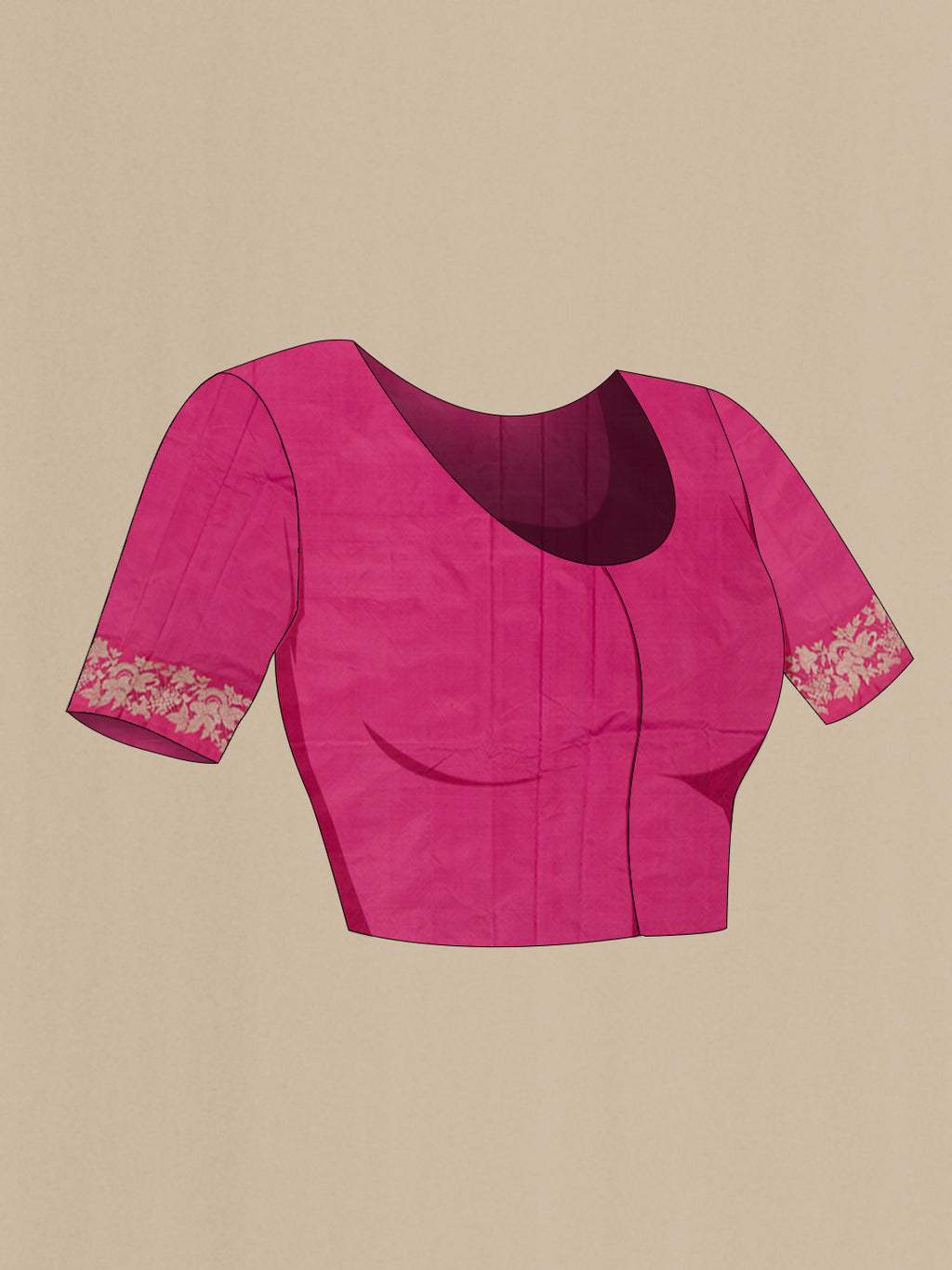 Close up image of the blouse of Off White Banarasi Katan Silk Saree with Zari Butta on the body and Zari Border. 
