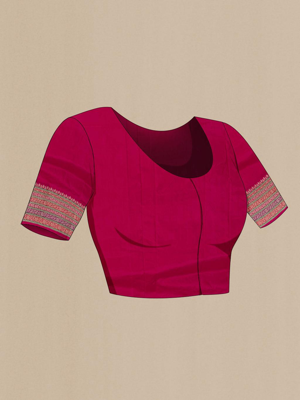 Close up image of the blouse of Blue Banarasi Katan Silk Saree with Zari Butta on the body and Zari Border. 
