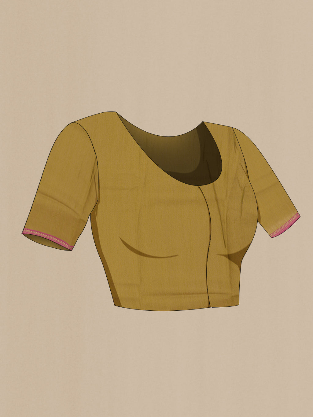 Close up image of the blouse of Multi Color Tussar Silk Saree with Embroidery on the body and Zari Border. 