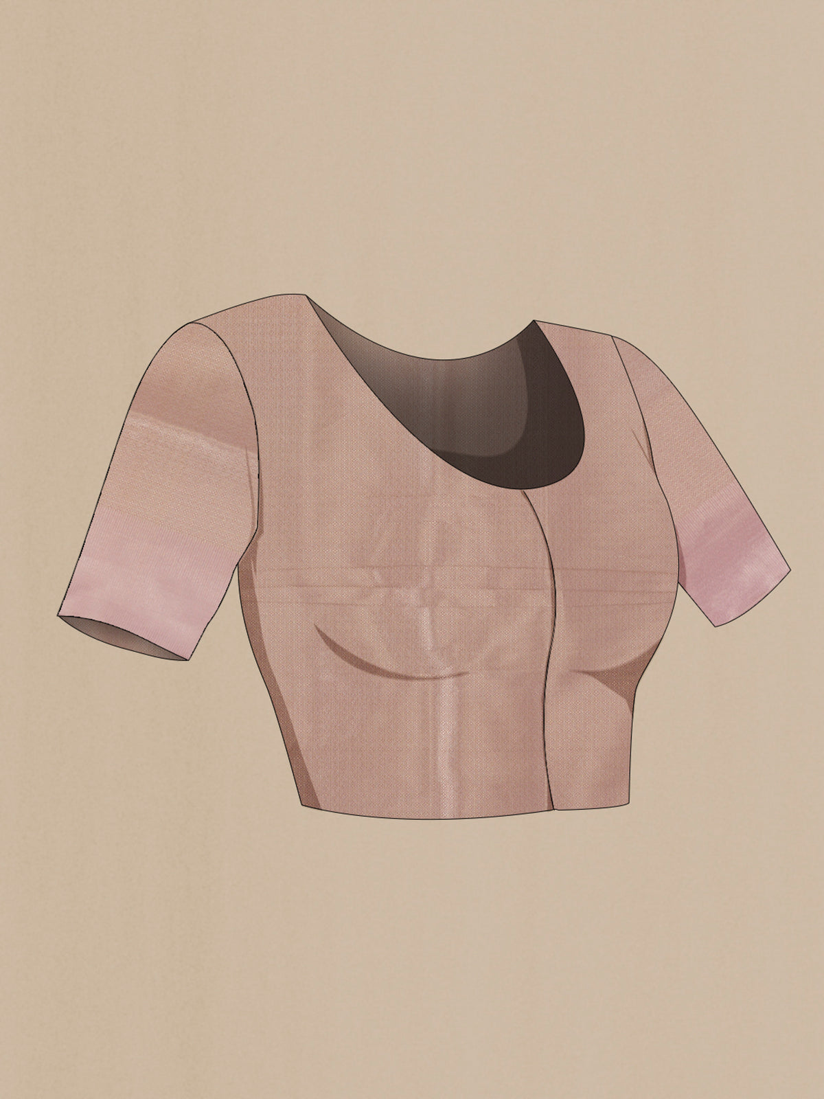 Close up image of the blouse of Pink Banarasi Tissue Silk Saree with Zari Butta on the body and Zari Border. 