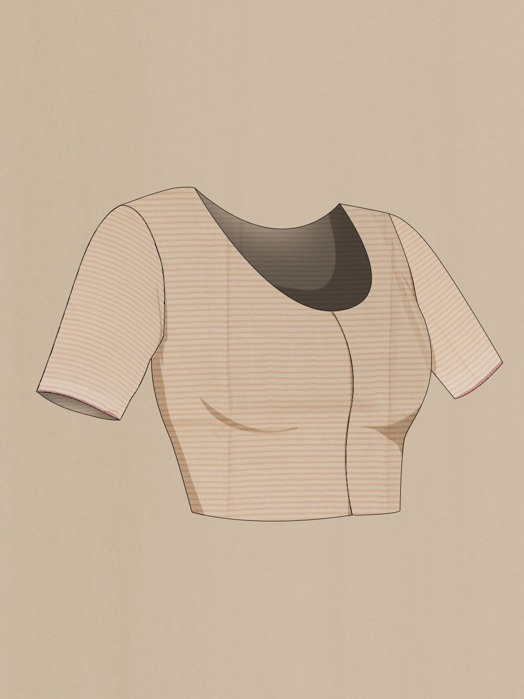Close up image of the blouse of Beige Tussar Silk Saree with Half And Half on the body and Embroidery Border. 