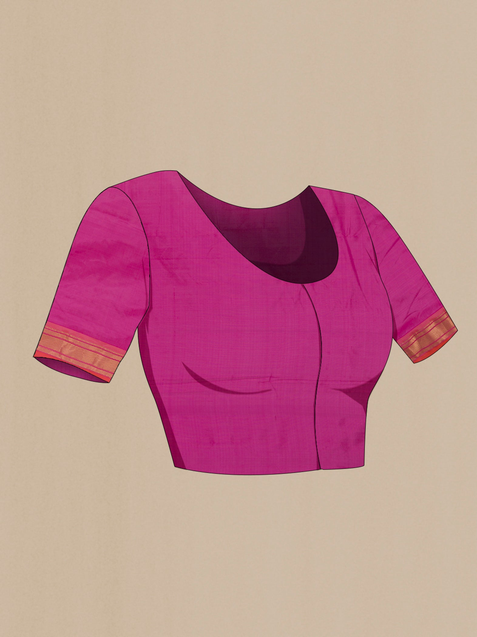 Close up image of the blouse of Lavender Paithani Silk Saree with Zari Butta on the body and Zari Border. 
