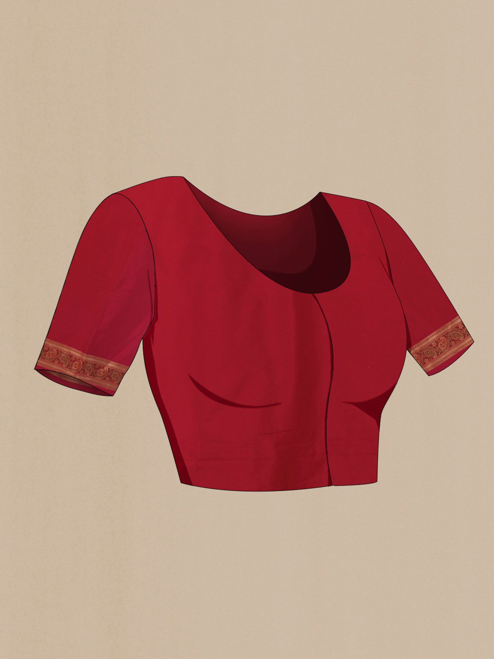 Close up image of the blouse of Coffee Brown Banarasi Jamavar Saree with Checked design on the body and Zari Border. 