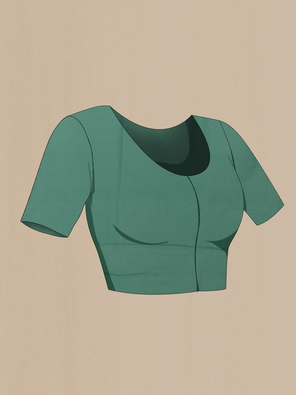 Close up image of the blouse of Pure Silk Sea Green Banarasi Saree with Zari Brocade on the body and Zari Border. 