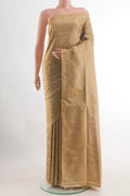 Brown Banarasi Tanchoi Silk Saree with Jacquard design on the body and Thread Border.  displayed on a mannequin
