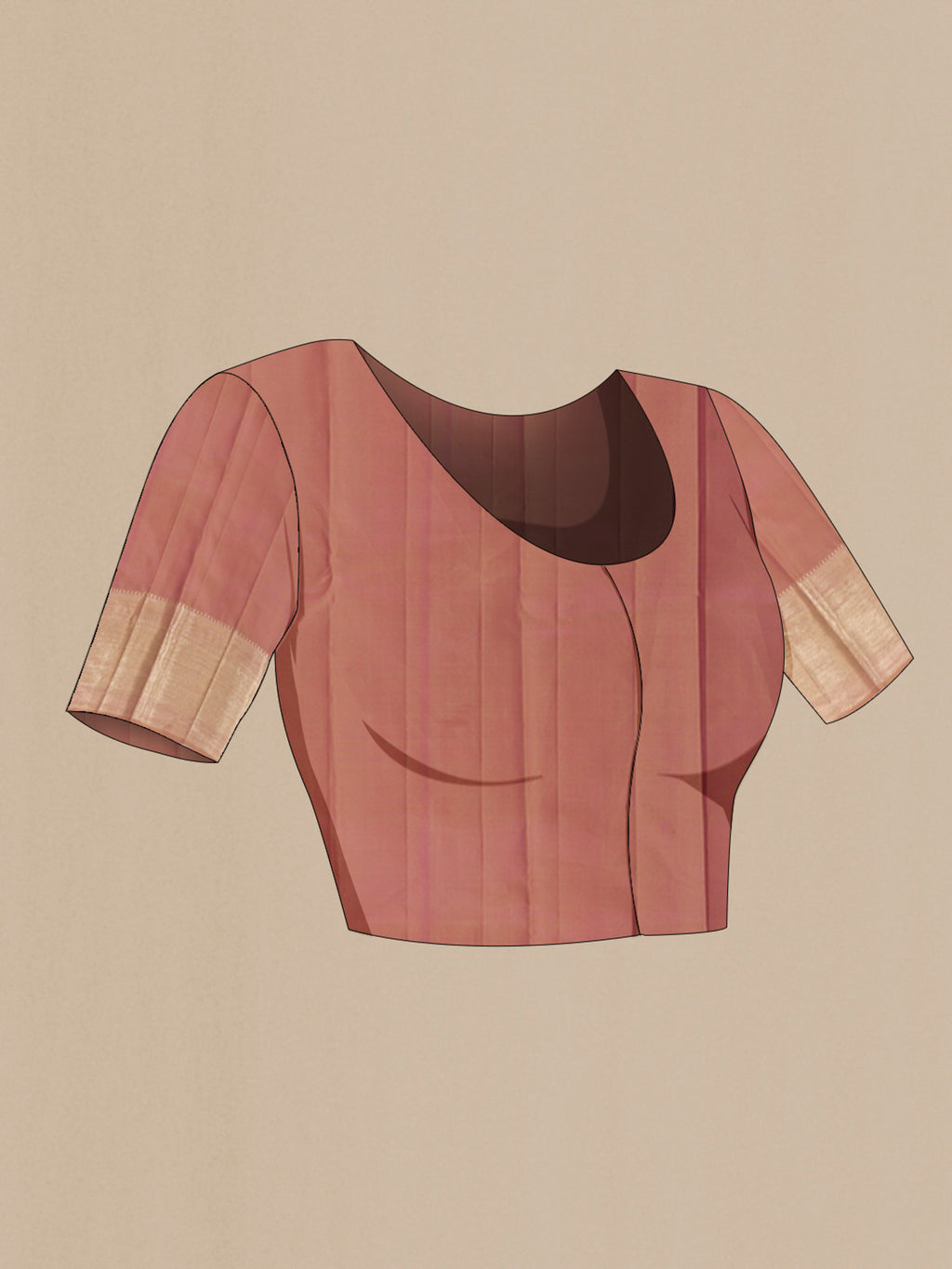 Close up image of the blouse of Multi Color Kanjivaram Silk Saree with Zari Brocade on the body and Zari Border. 