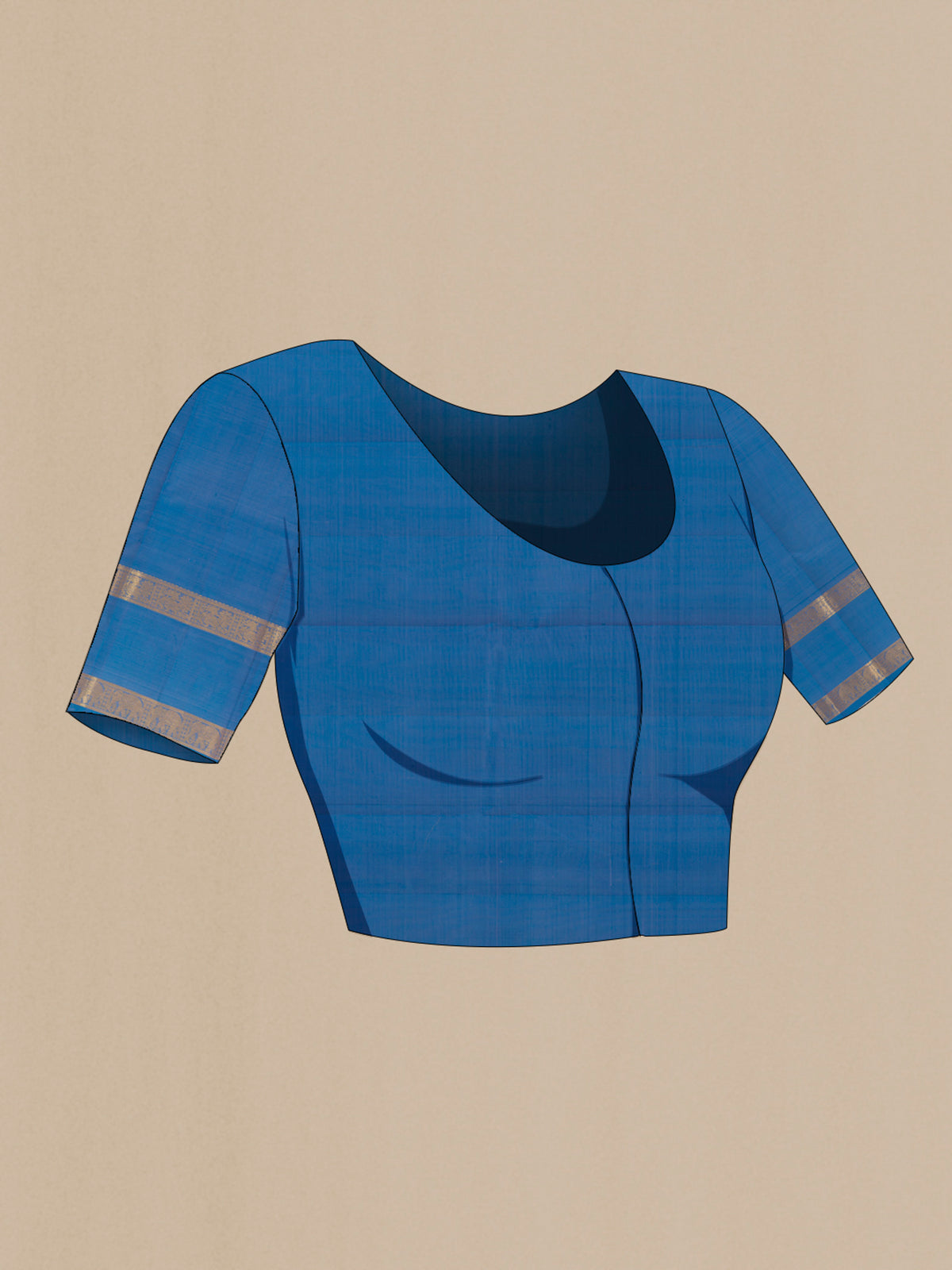 Close up image of the blouse of Lavender Kanchipuram Silk Saree with Checked design on the body and Zari Border. 