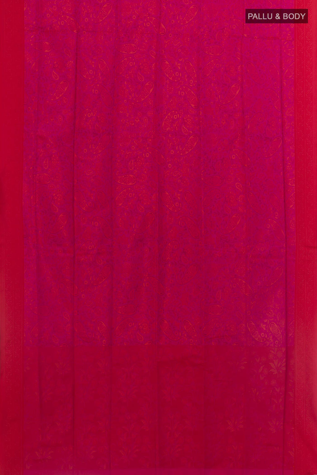Flat view of Pink Soft Silk Saree with Jacquard design on the body and Thread Border. 