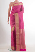 Pure Silk Pink Soft Saree with Zari Brocade on the body and Zari Border.  displayed on a mannequin
