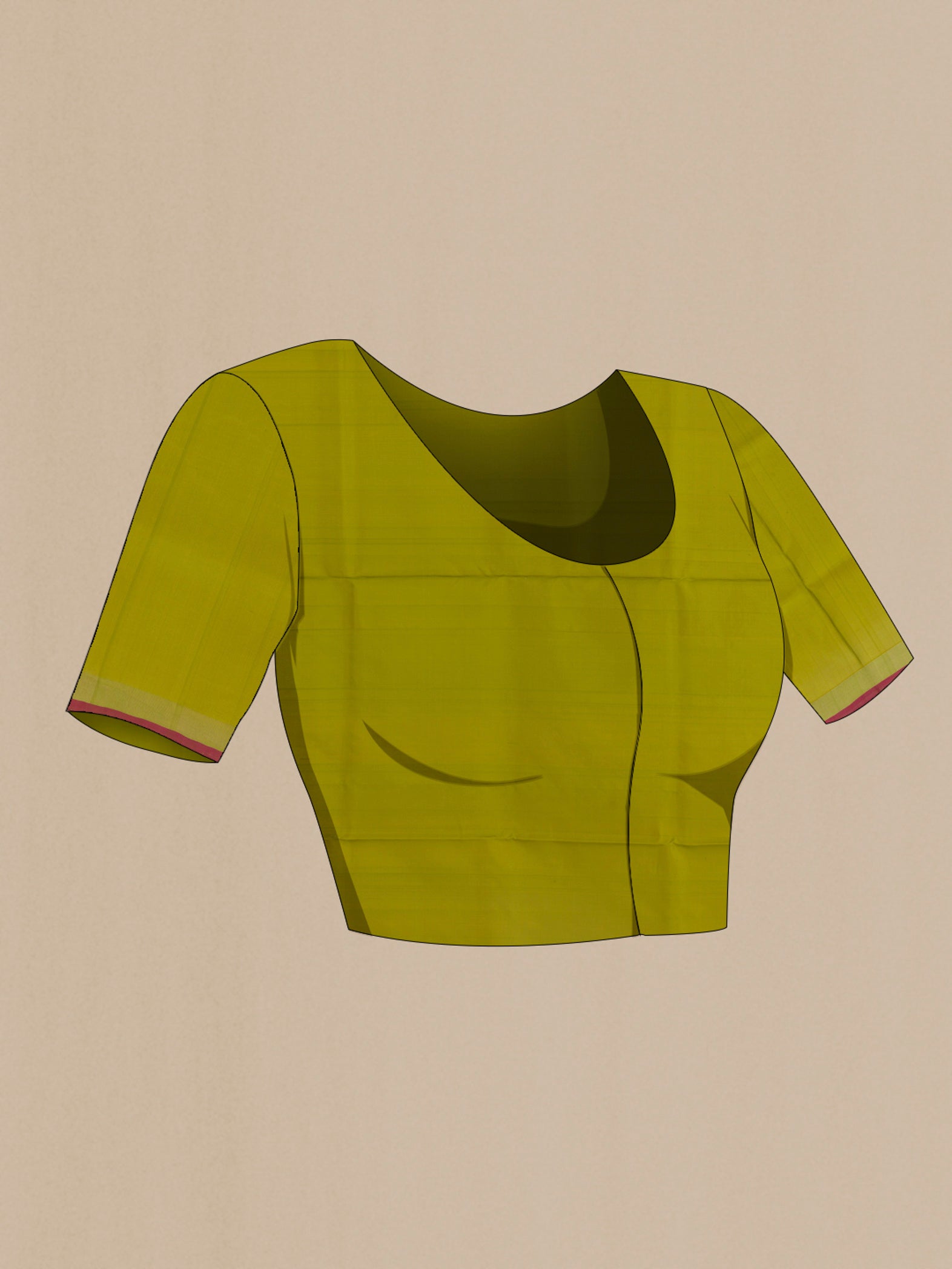 Close up image of the blouse of Light Green Uppada Silk Saree with Zari Butta on the body and Zari Border. 