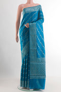 Blue Tussar Silk Saree with Zari Brocade on the body and Zari Border.  displayed on a mannequin