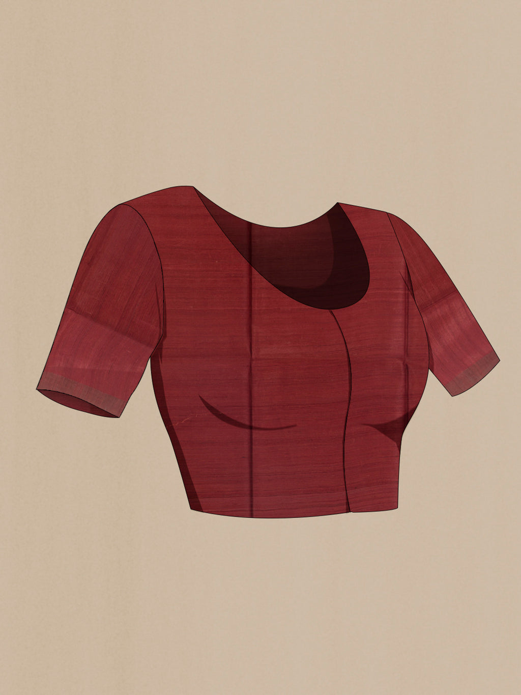 Close up image of the blouse of Black Tussar Silk Saree with Stripes on the body and Zari Border. 