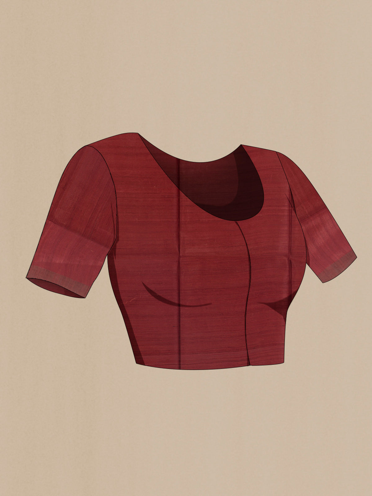 Close up image of the blouse of Black Tussar Silk Saree with Stripes on the body and Zari Border. 