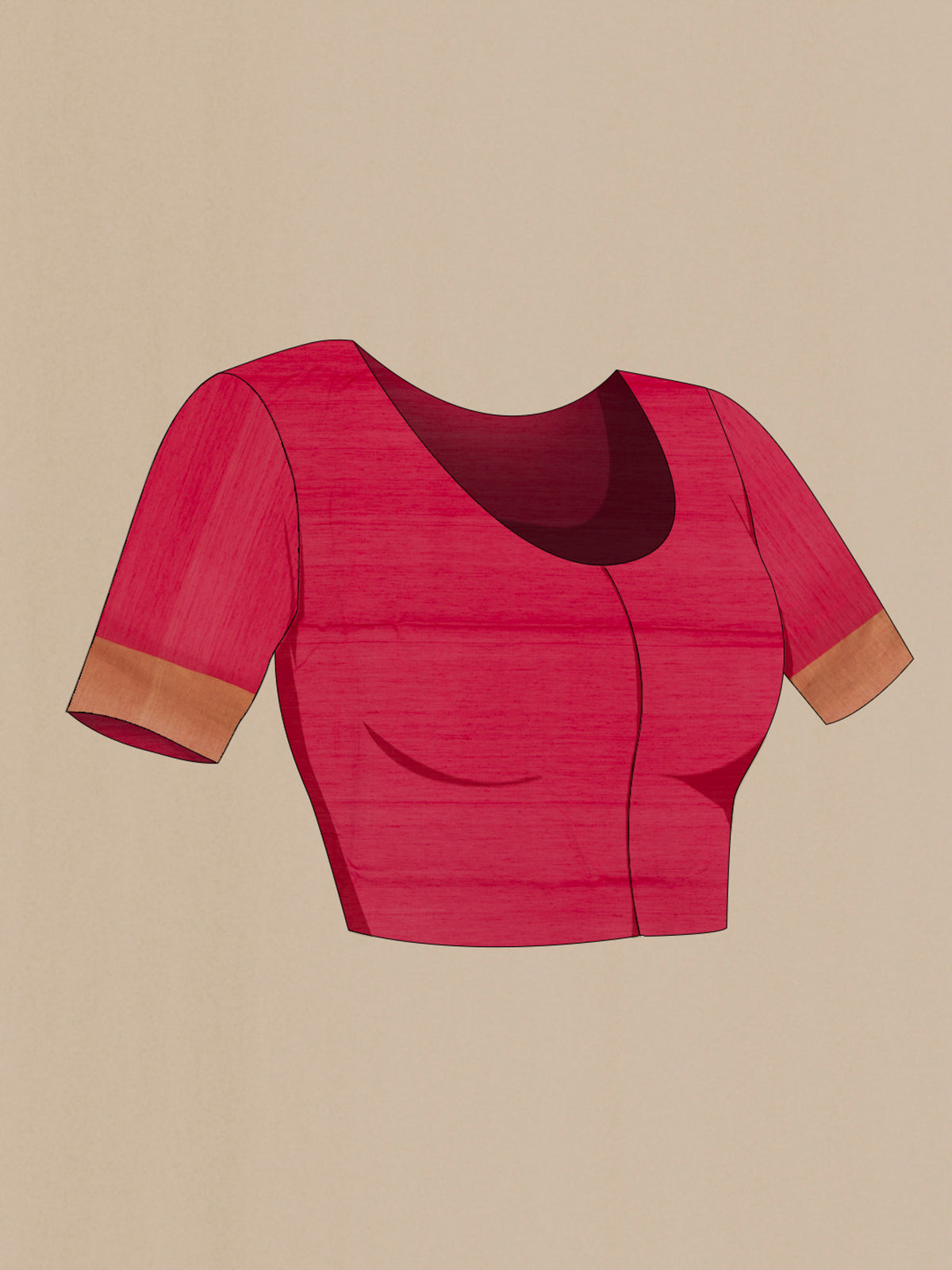 Close up image of the blouse of Pink Chanderi Cotton Saree with Zari Butta on the body and Zari Border. 