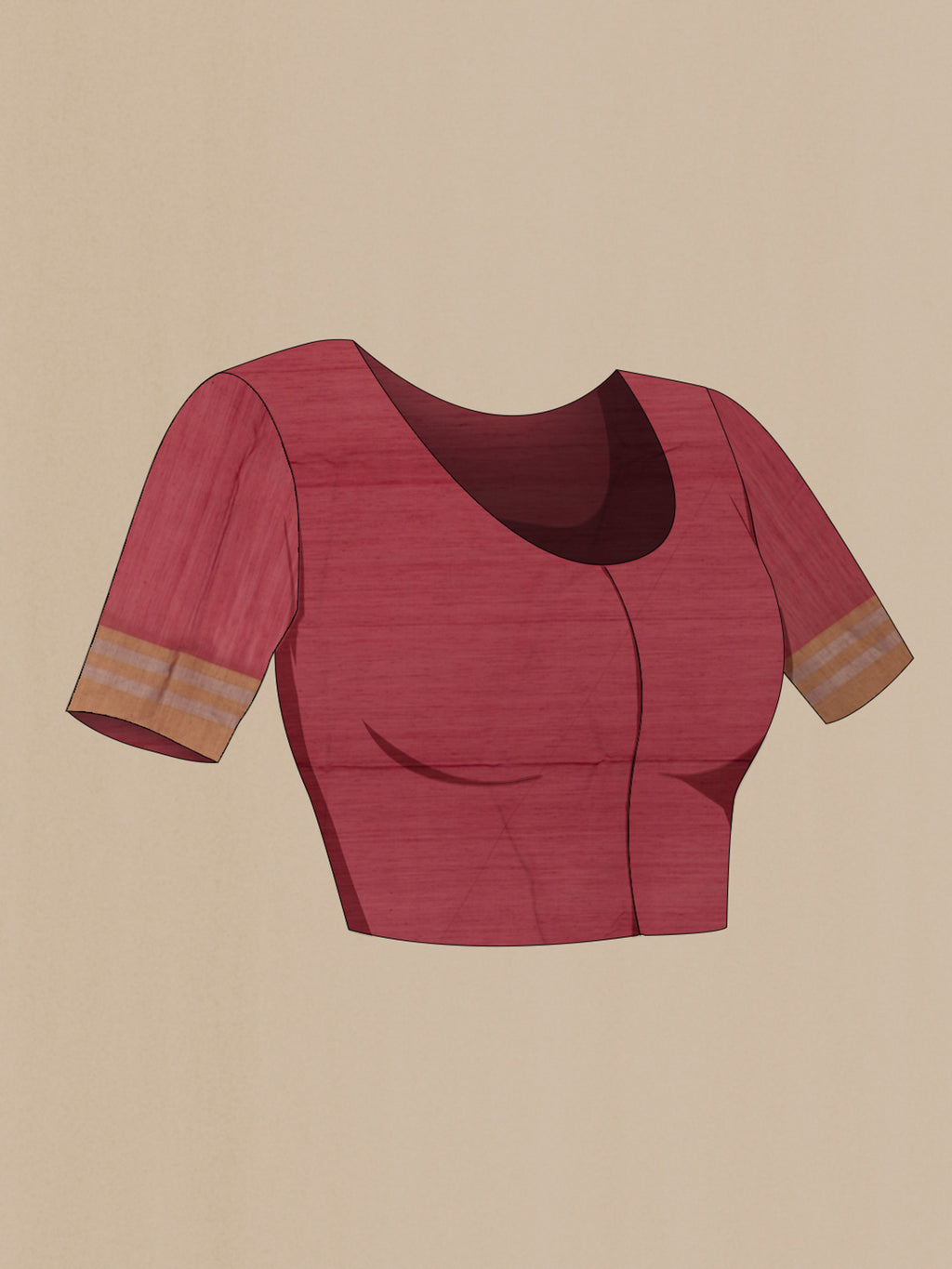 Close up image of the blouse of Pure Silk Mustard Chanderi Cotton Saree with Zari Butta on the body and Zari Border. 
