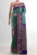 Pure Silk Sea Green Dual Tone Kanchipuram Saree with Zari Brocade on the body and Fancy Border.  displayed on a mannequin