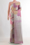Pure Silk Multi Color Kanjivaram Saree with Fancy on the body and Without Border.  displayed on a mannequin