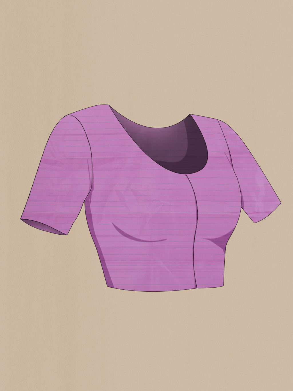 Close up image of the blouse of Pure Silk Lavender Kanchipuram Saree with Thread Butta on the body and Plain Border. 