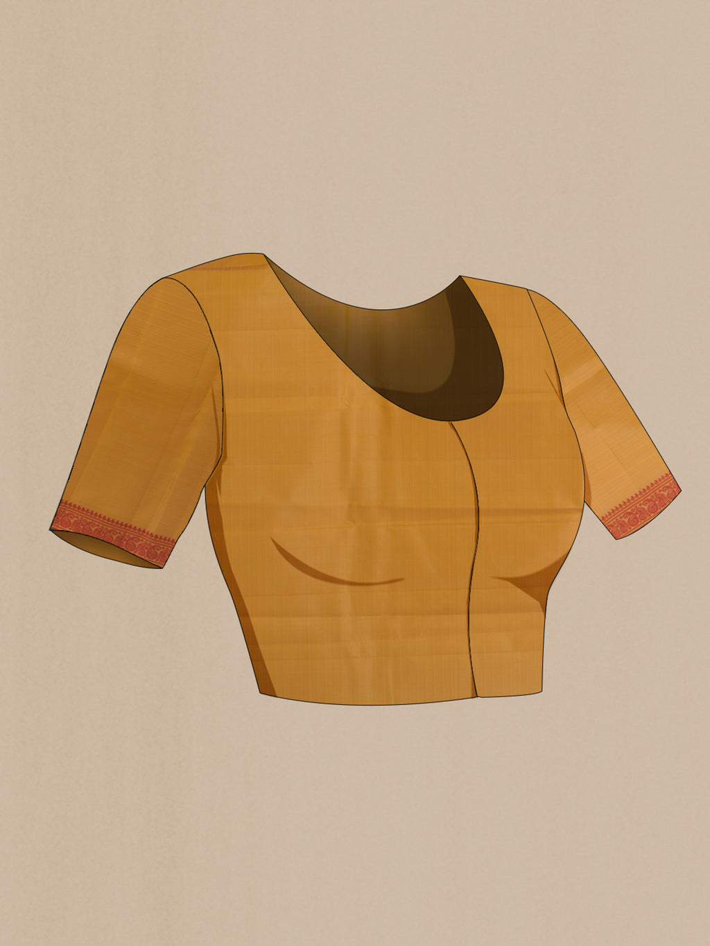 Close up image of the blouse of Pure Silk Cream Kanchipuram Saree with Thread Butta on the body and Thread Border. 