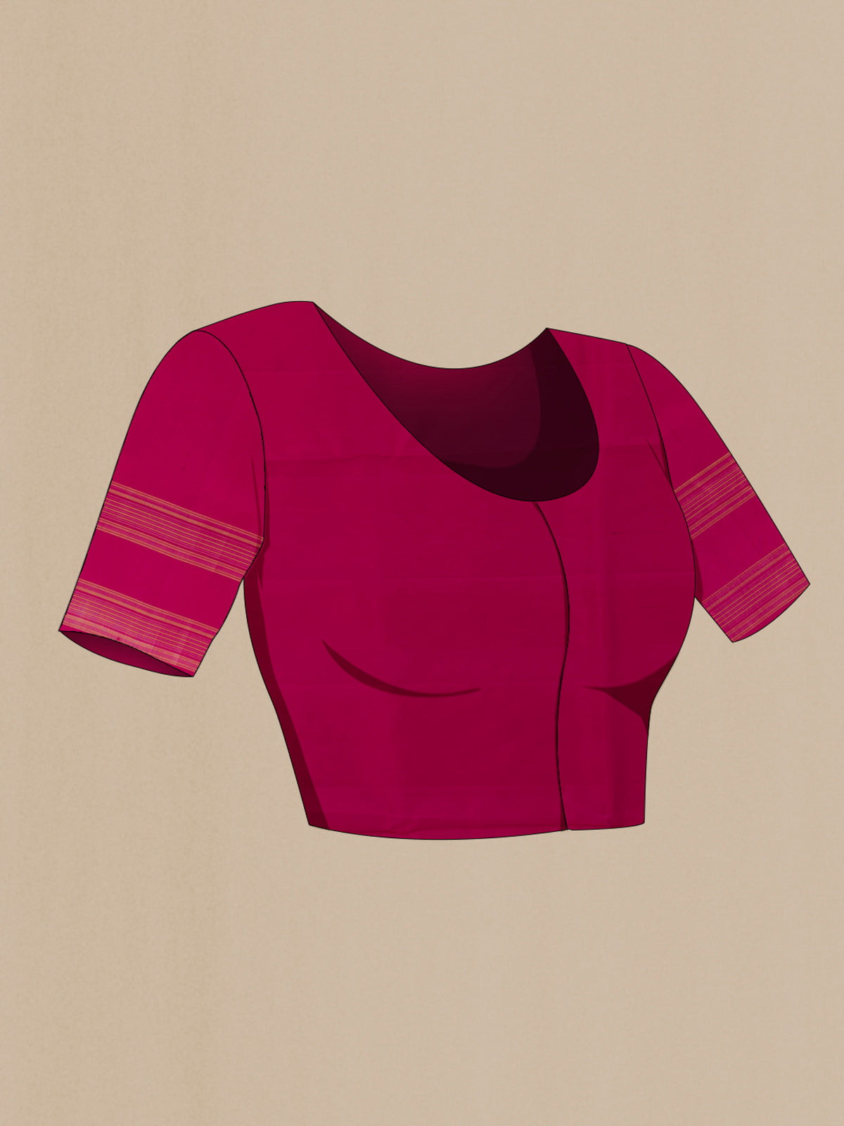 Close up image of the blouse of Pure Silk Pink Soft Saree with Zari Butta on the body and Zari Border. 