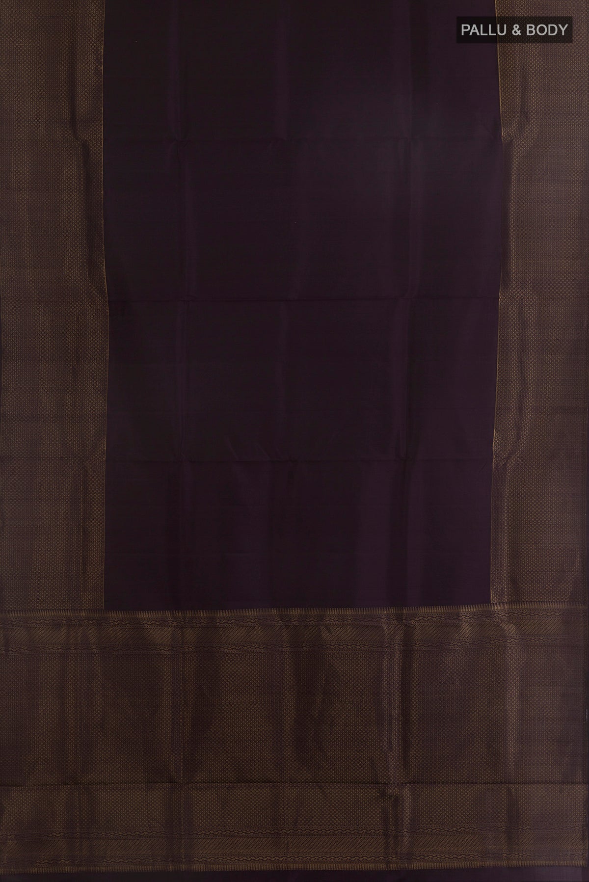 Flat view of Pure Silk Purple Soft Saree with Plain Body and Zari Border. 