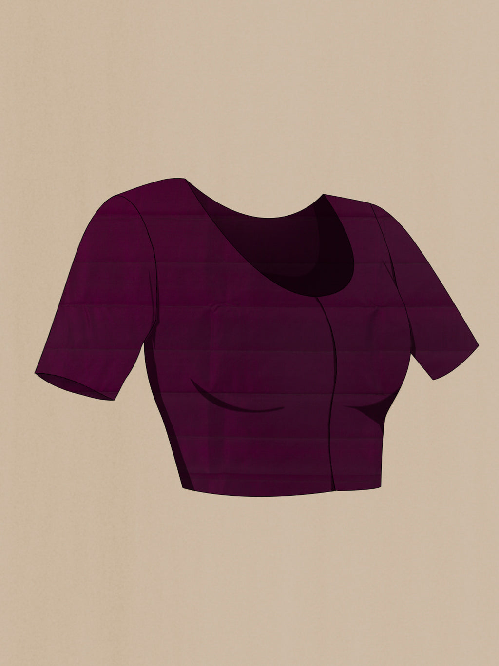 Close up image of the blouse of Pure Silk Purple Kanchipuram Saree with Zari Butta on the body and Zari Border. 