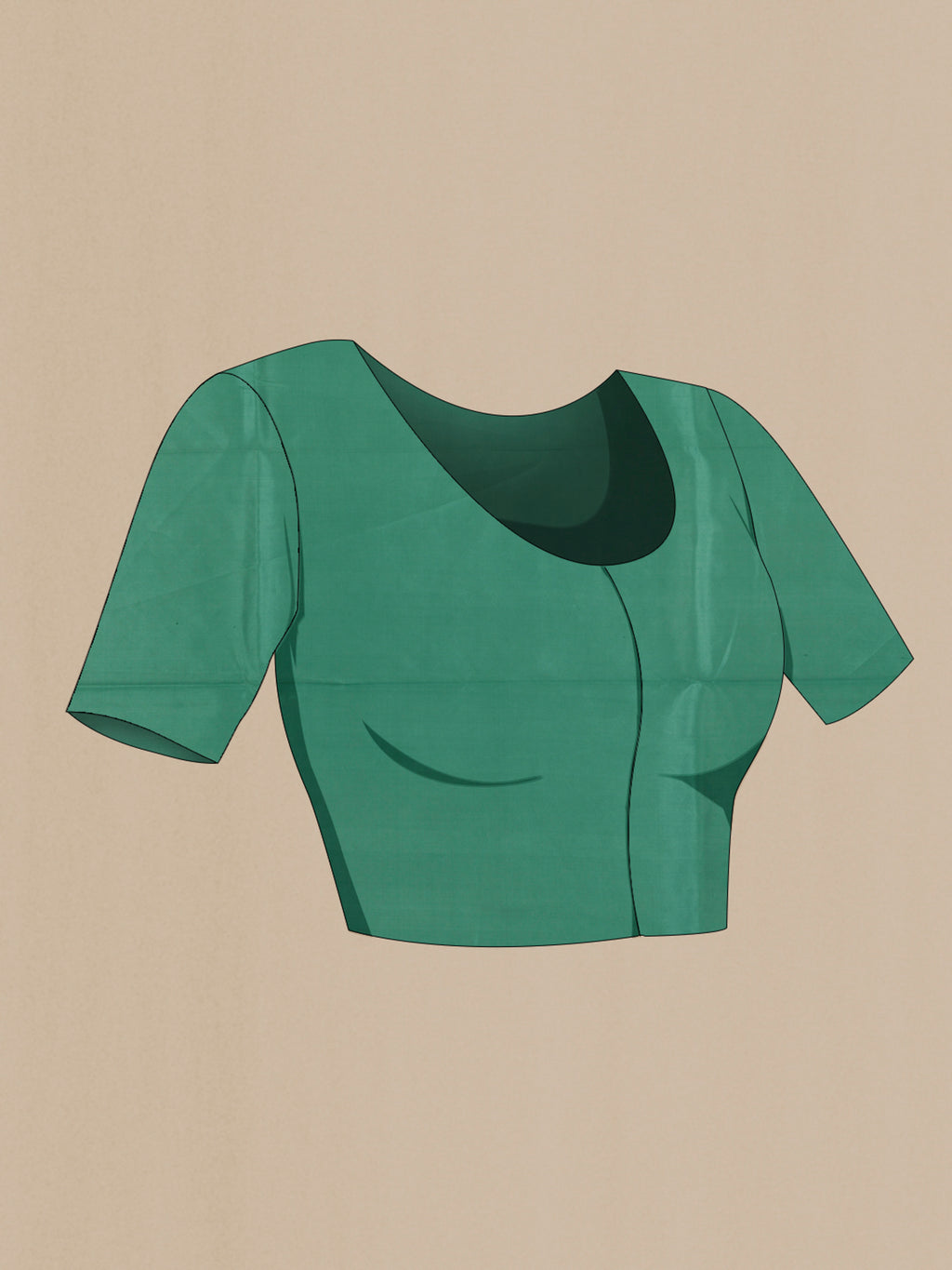 Close up image of the blouse of Pure Silk Green Banarasi Katan Saree with Zari Butta on the body and Zari Border. 